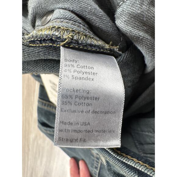 Flint and Tinder All American Stretch Denim Straight Fit Dark Overdye Jeans - Picture 6 of 8